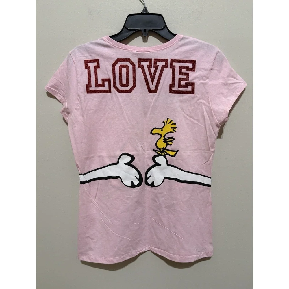 Justice Peanuts Snoopy Woodstock Pink Glitter Rhinestone T-Shirt Size 20 NWT